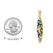 Dolphin Surfboard Solid Gold Pendant GTP1583