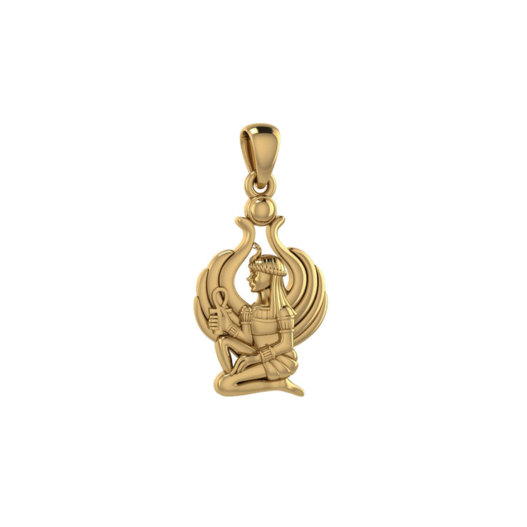 Isis Egyptian goddess Solid Yellow Gold Pendant GTP1585