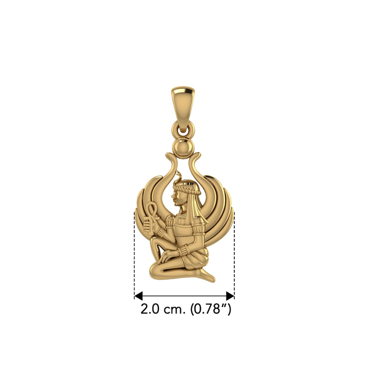 Isis Egyptian goddess Solid Yellow Gold Pendant GTP1585