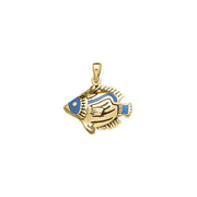 Raccon Butterfly Fish Solid Gold Pendant GTP1589