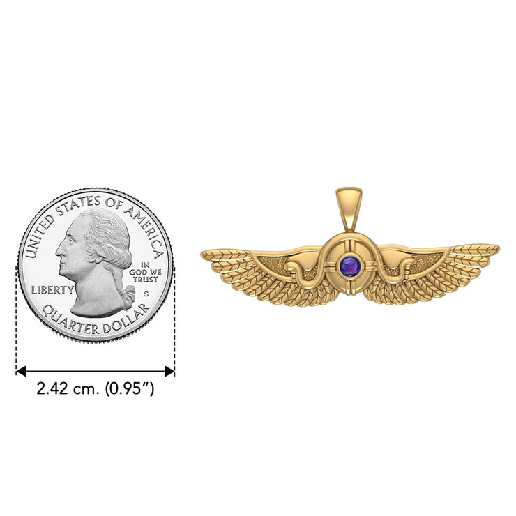 Egyptian Wings Solid Yellow Gold Pendant GTP1604