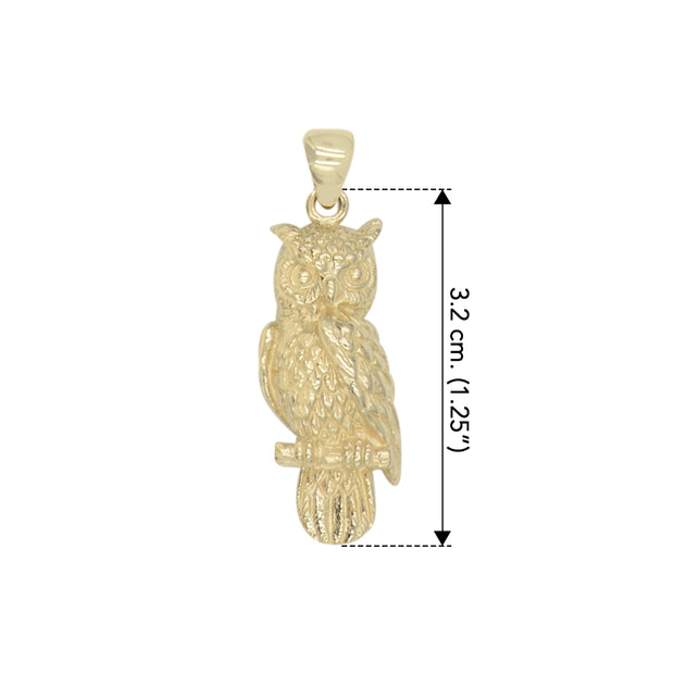 Owl Solid Gold Pendant GTP1619