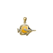 Long nose Butterflyfish Solid Gold Pendant GTP1679