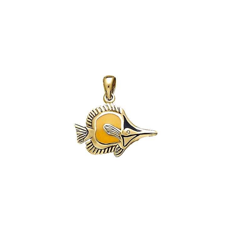 Long nose Butterflyfish Solid Gold Pendant GTP1679