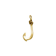 Fishing Hook Solid Gold Pendant GTP1708