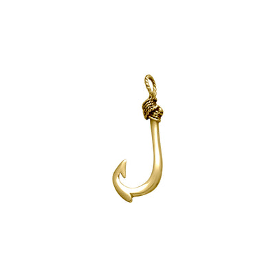 Fishing Hook Solid Gold Pendant GTP1708