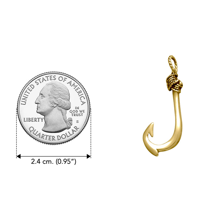 Fishing Hook Solid Gold Pendant GTP1708