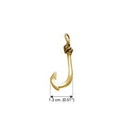 Fishing Hook Solid Gold Pendant GTP1708