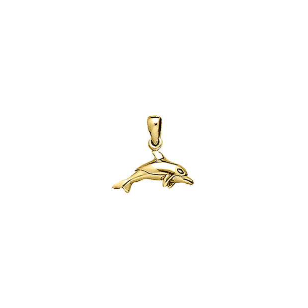 Small Dolphin Solid Gold Pendant GTP2325