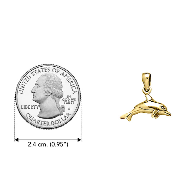 Small Dolphin Solid Gold Pendant GTP2325