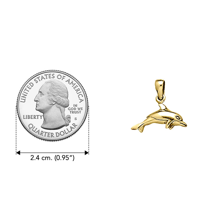 Small Dolphin Solid Gold Pendant GTP2325