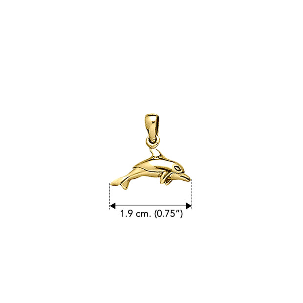 Small Dolphin Solid Gold Pendant GTP2325