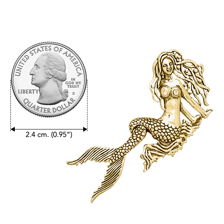 Seaside Mermaid Movable Solid Gold Pendant With Gemstone GTP2696