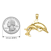 Mother and Baby Dolphin Solid Gold Pendant GTP2701