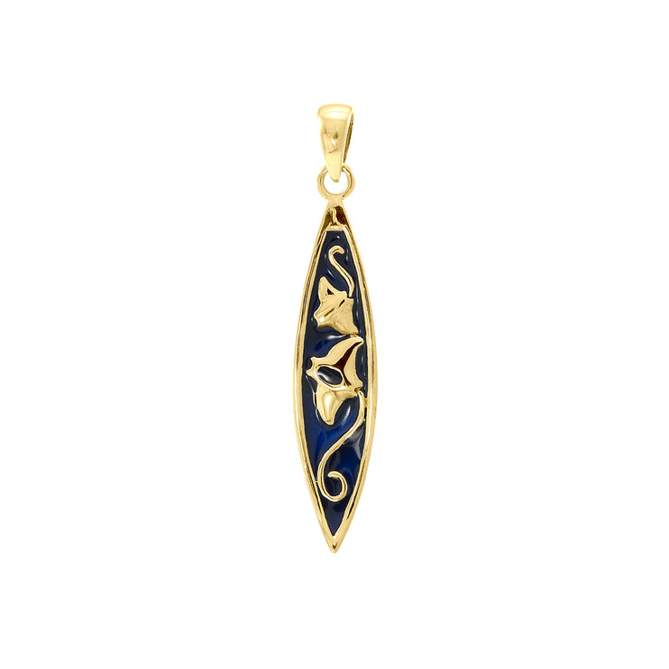 Manta Ray Surfboard Solid Gold Pendant GTP3009