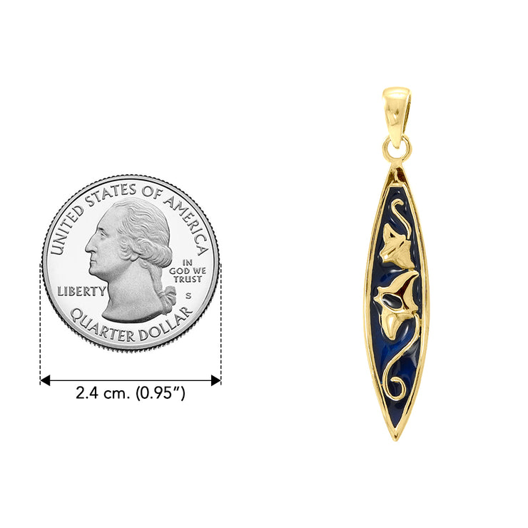 Manta Ray Surfboard Solid Gold Pendant GTP3009