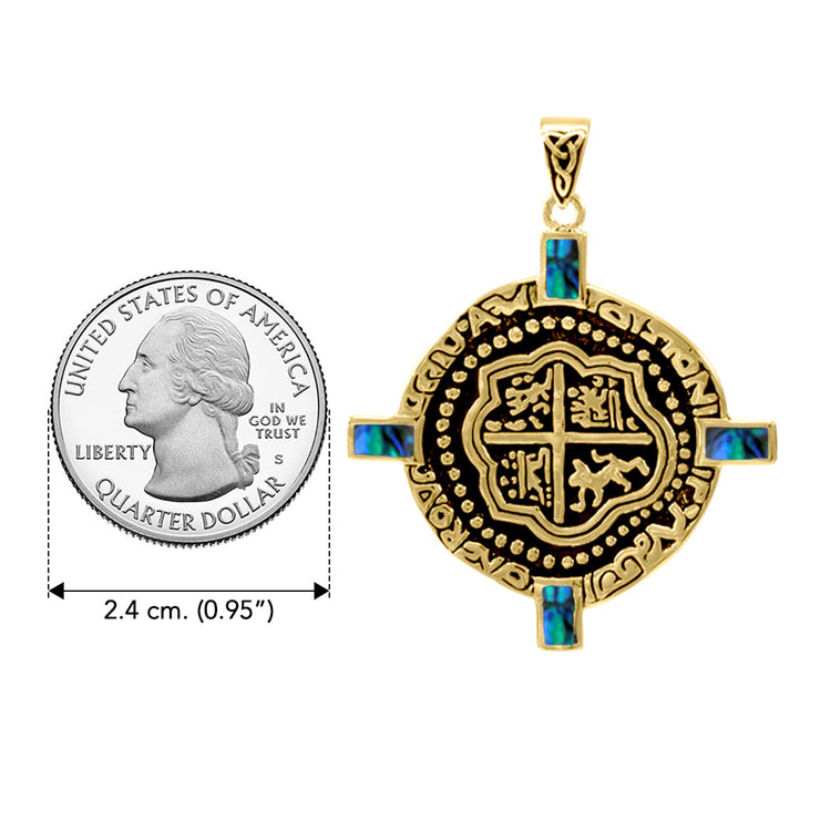 Pirate Treasure Coin Solid Gold Pendant with Inlaid GTP3080