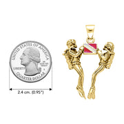 We Love Scuba Double Diver Solid Gold Pendant GTP3405