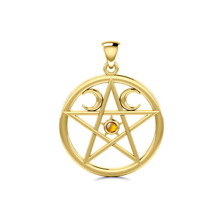 Pentagram Pentacle Solid Gold Pendant GTP469