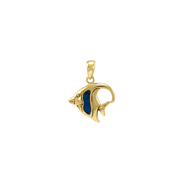 Solid Gold Angelfish Pendant with Inlay Stone GTP963