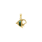 Solid Gold Angelfish Pendant with Inlay Stone GTP963