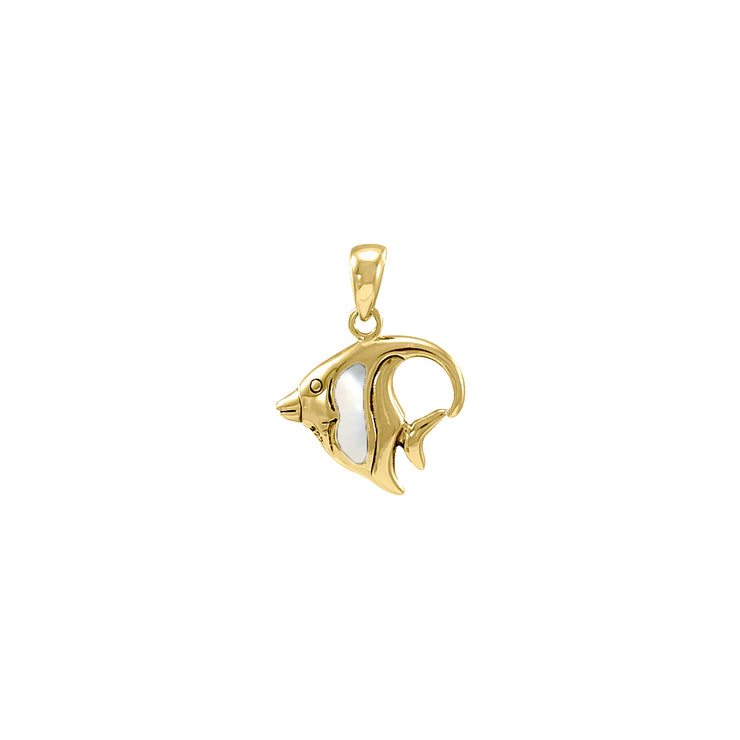 Solid Gold Angelfish Pendant with Inlay Stone GTP963