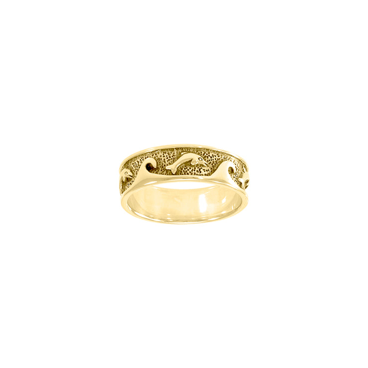 I love the ocean waves crashing on my feet Solid Gold Ring GTR219