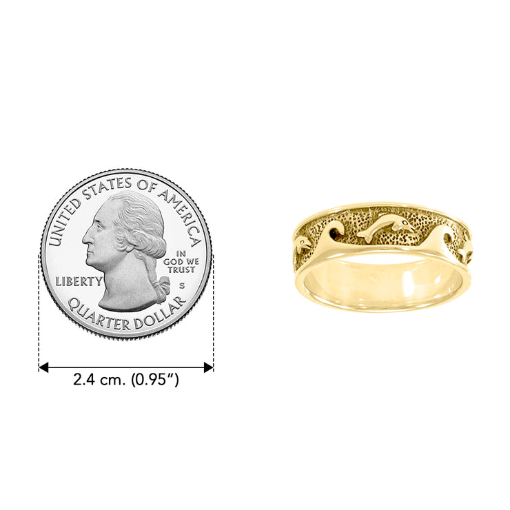 I love the ocean waves crashing on my feet Solid Gold Ring GTR219