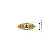 A progressive faith ~ Solid Yellow Gold Power Celtic Inlaid Stone Triangle Symbol Ring GTR288