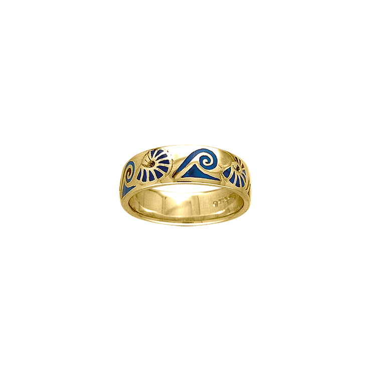 Nautilus and Waves Solid Gold Ring GTR3698