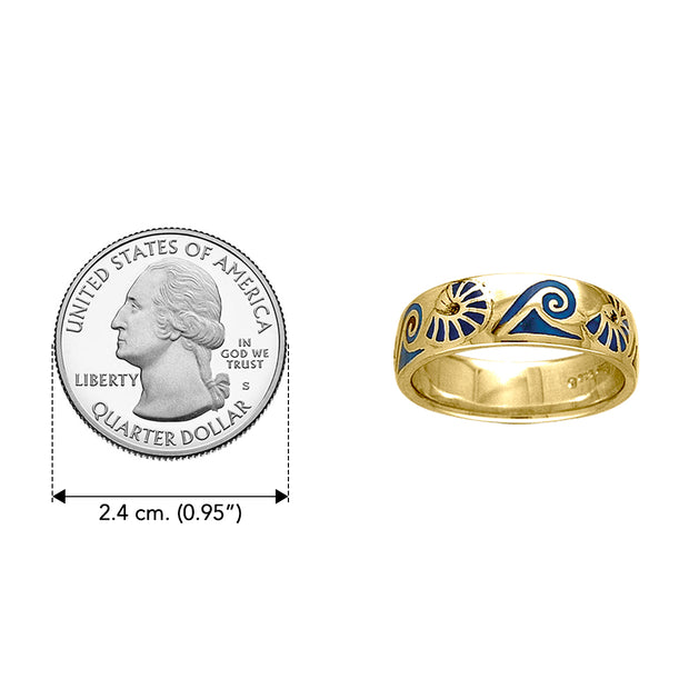 Nautilus and Waves Solid Gold Ring GTR3698