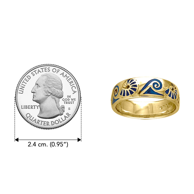 Nautilus and Waves Solid Gold Ring GTR3698