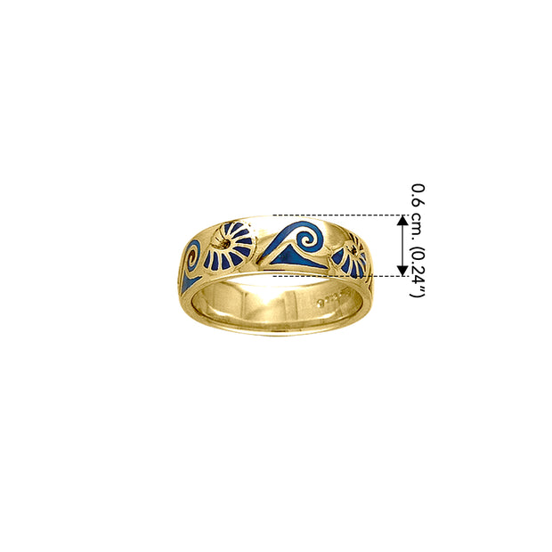 Nautilus and Waves Solid Gold Ring GTR3698