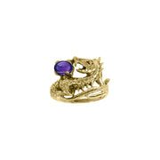 Dragon Holding Gem Solid Yellow Gold Ring GTR3808