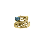 Dragon Holding Gem Solid Yellow Gold Ring GTR3808