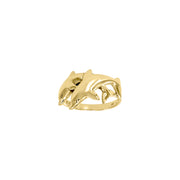 Twin Dolphin Solid Gold Ring GWR205