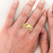 Twin Dolphin Solid Gold Ring GWR205