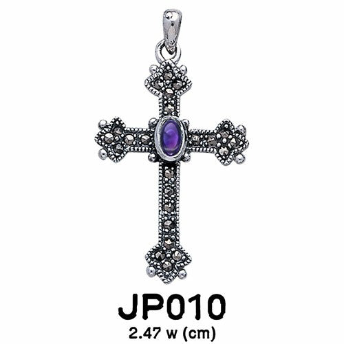 Medieval Cross Sterling Silver & Marcasite Pendant JP010