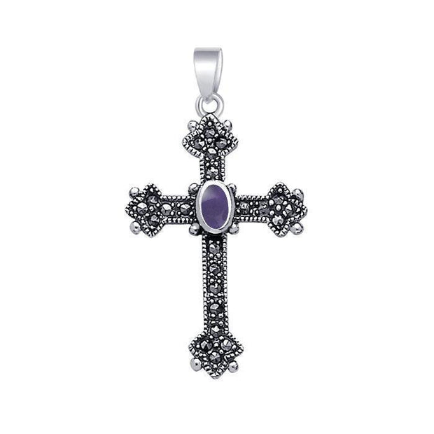 Medieval Cross Sterling Silver & Marcasite Pendant JP010