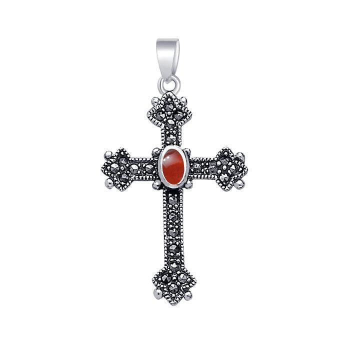 Medieval Cross Sterling Silver & Marcasite Pendant JP010