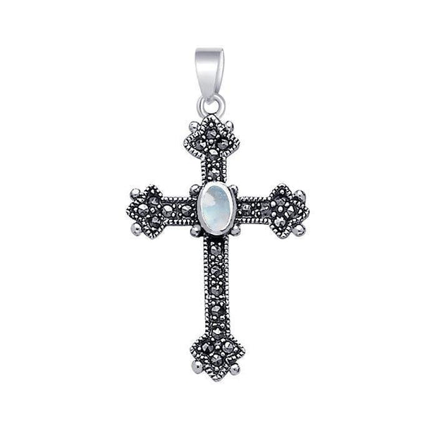 Medieval Cross Sterling Silver & Marcasite Pendant JP010