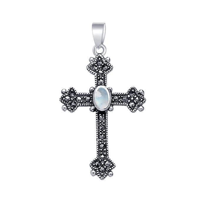 Medieval Cross Sterling Silver & Marcasite Pendant JP010