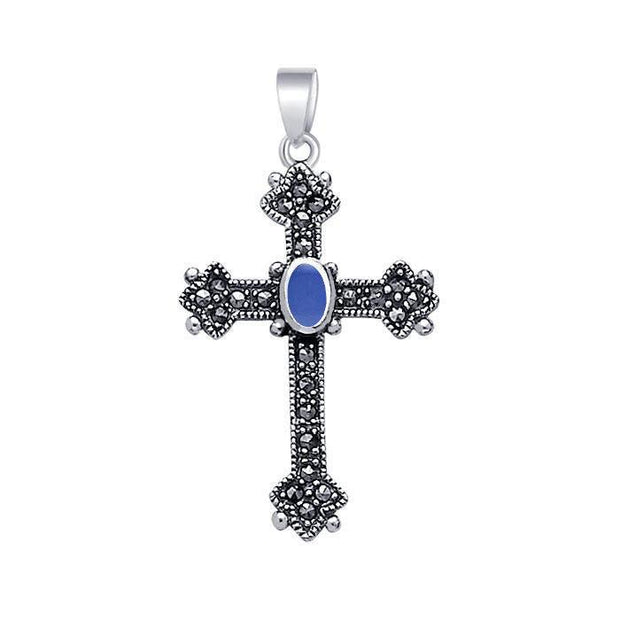 Medieval Cross Sterling Silver & Marcasite Pendant JP010