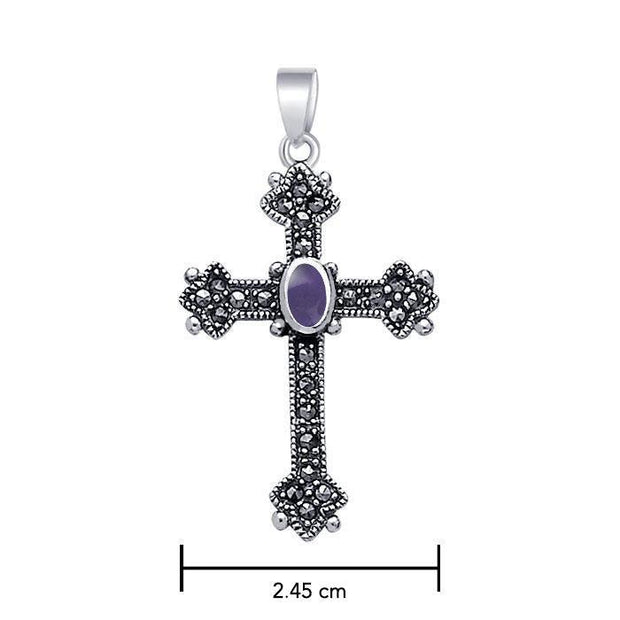 Medieval Cross Sterling Silver & Marcasite Pendant JP010