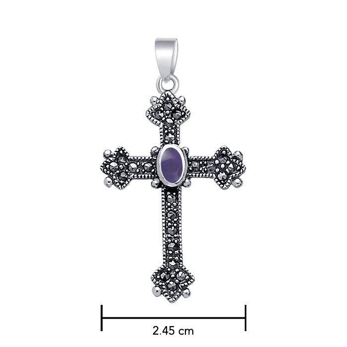 Medieval Cross Sterling Silver & Marcasite Pendant JP010