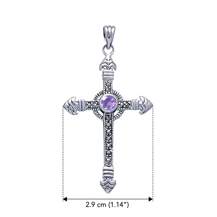 Celtic Cross Sterling Silver & Marcasite Pendant JP030