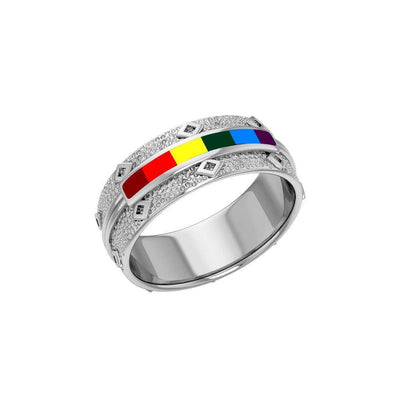 Rainbow Inlay Silver Ring JR259 - Wholesale Jewelry