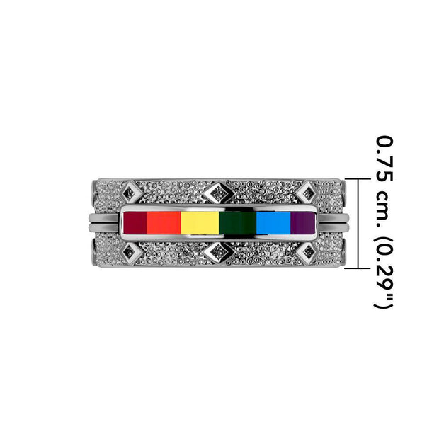 Rainbow Inlay Silver Ring JR259 - Wholesale Jewelry