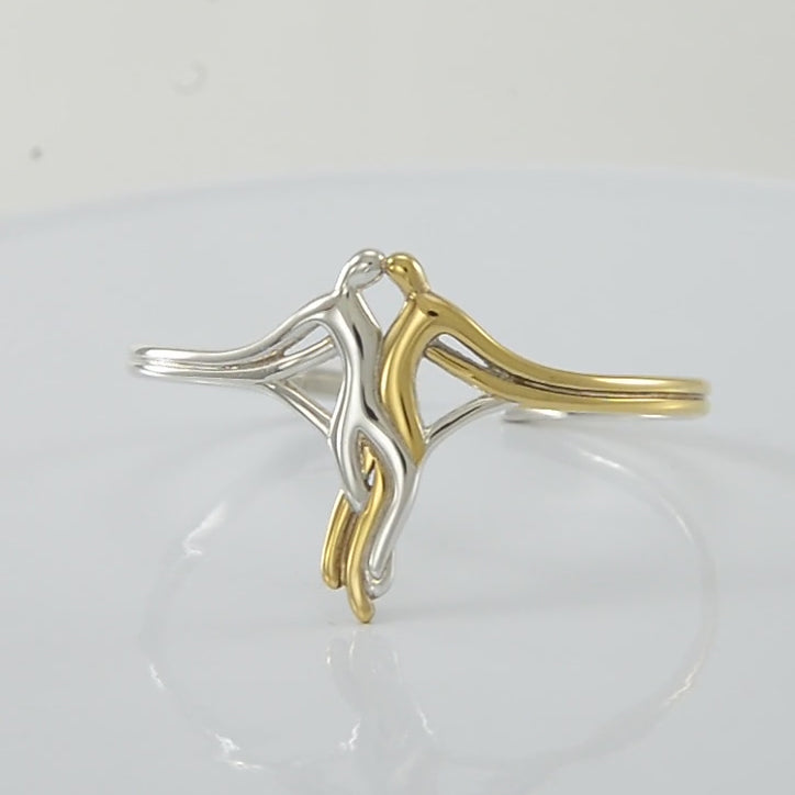 Venus and Mars Silver and Gold Accent Cuff Bangle MBA041