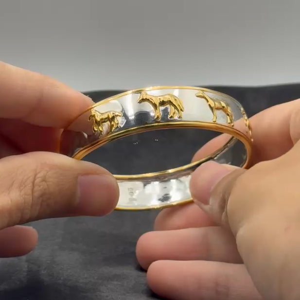 The Noble Friesian Horse Sterling Silver With 14K Gold Accent Cuff Bracelet MBA043